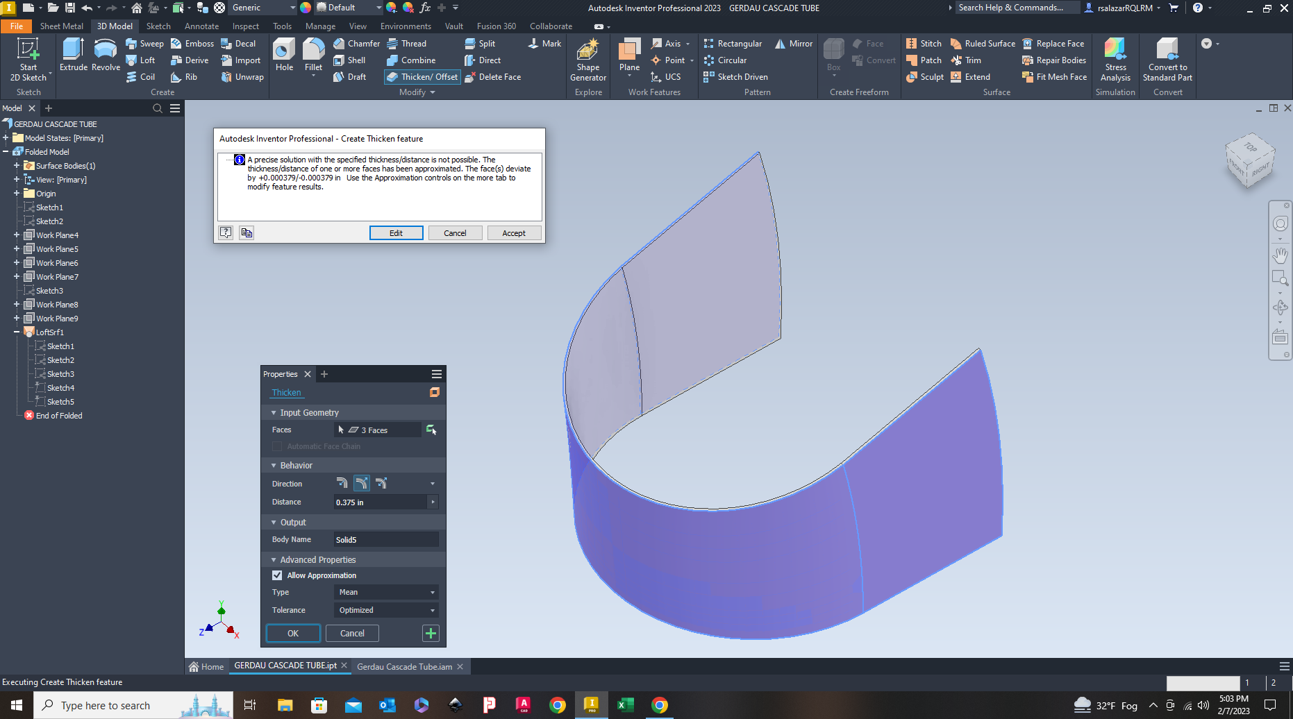 Solved: Thicken/ Offset Approximation Error - Autodesk Community
