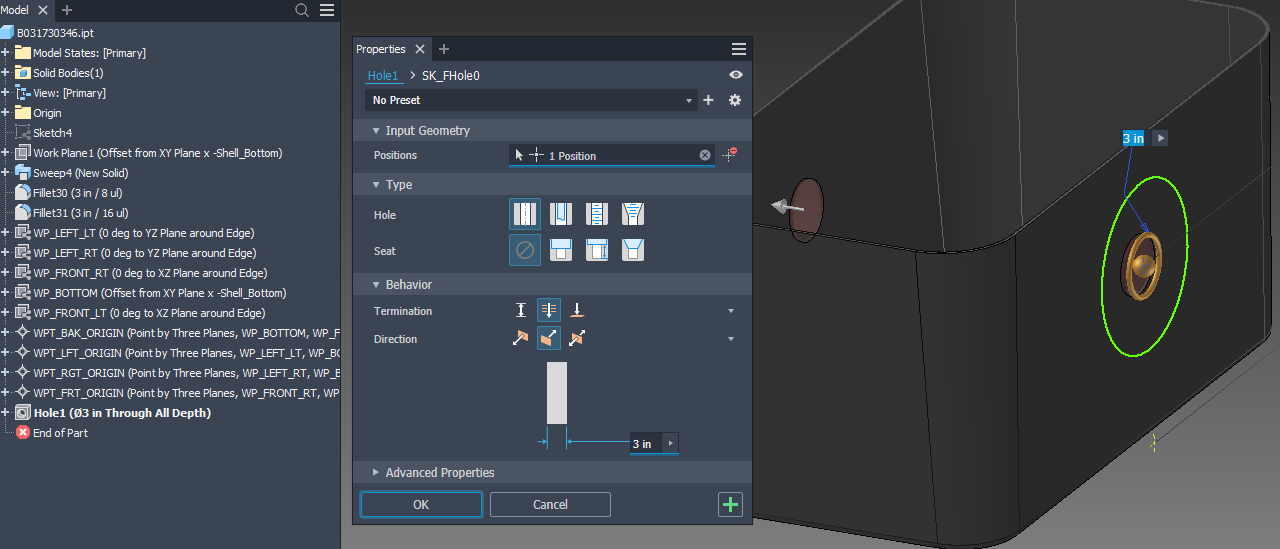 Solved: Creating Hole in model is not working - Autodesk Community