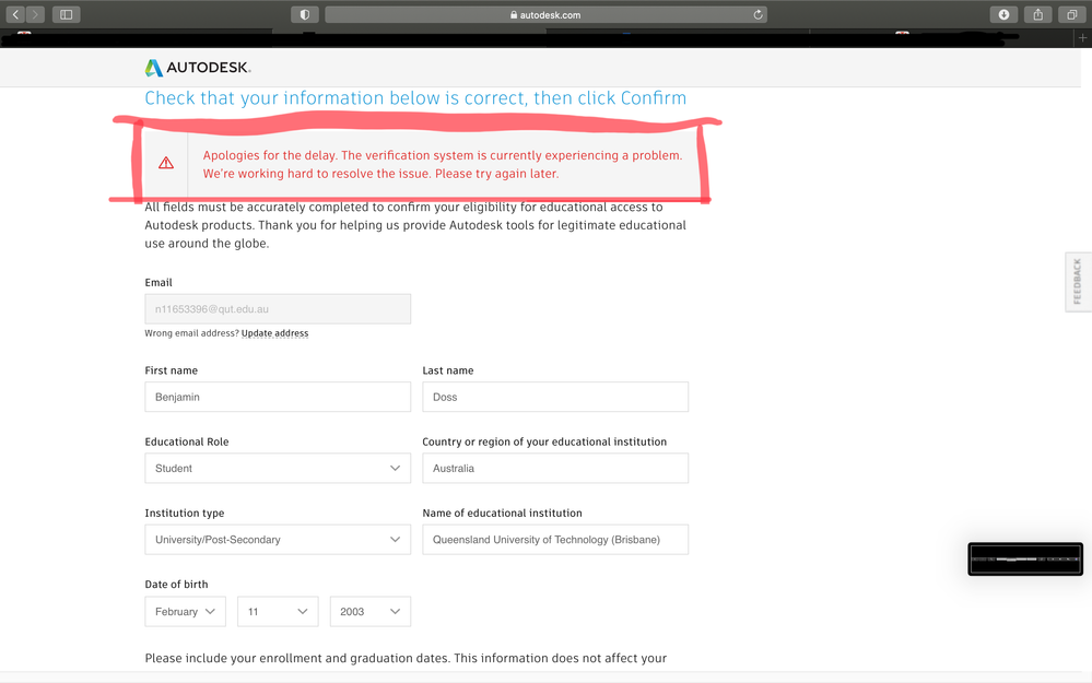 Unable to get educational access - Autodesk Community