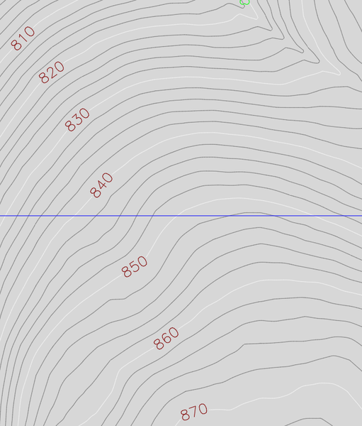 Contour Line Plan & Elevation Diagram Detail in DWG file