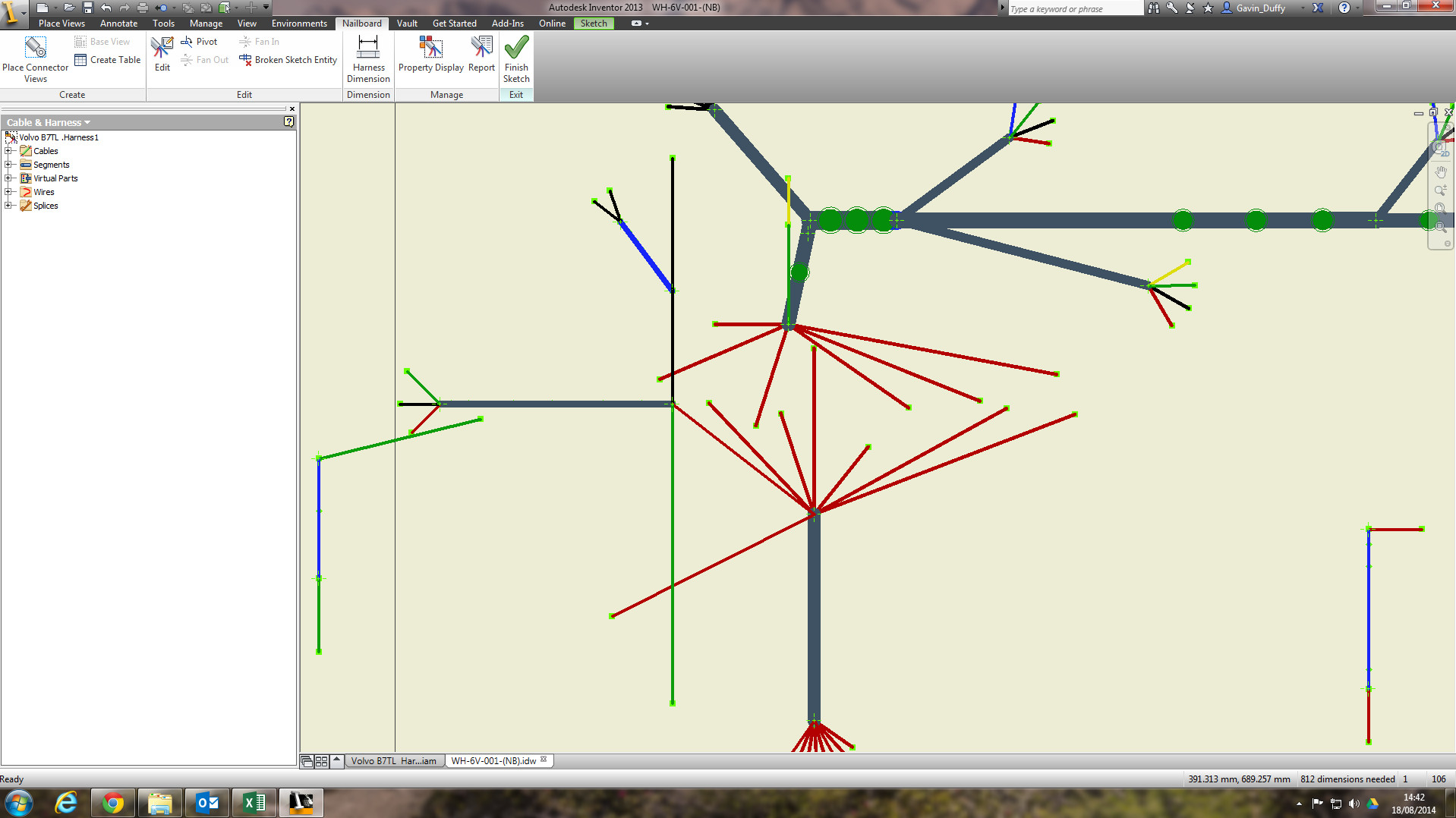 Drawing Displaying Incorrectly Inventor Cable & Harness Nailboard