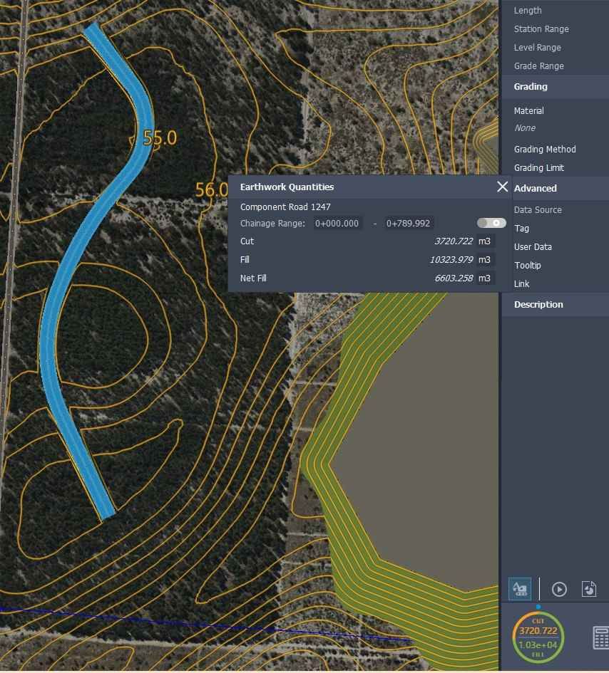 Component road earth quantities