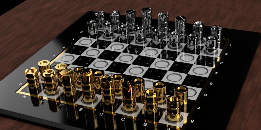 Um jogo de xadrez moderno com peças de metal. - Autodesk Community