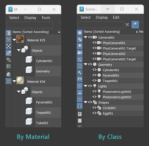 3ds Max Scene Explorer Display Objects by Material and Class idea.png