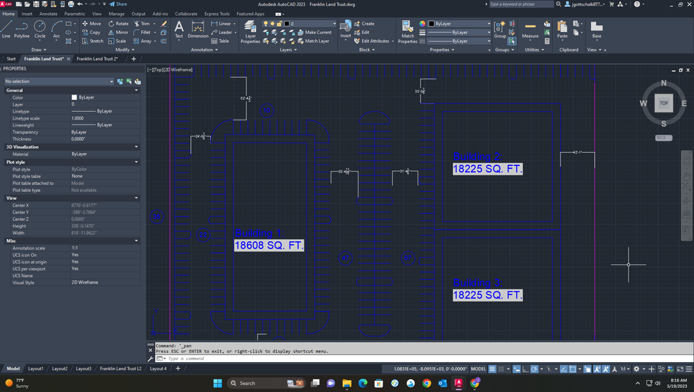 the drawing in model with everything sized and proportional