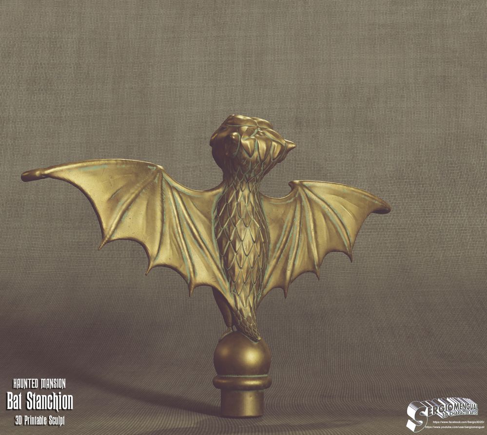 Haunted Mansion Bat Stanchion. Marmoset Toolbag 4 Render.
