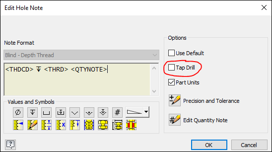Autodesk Inventor - Drawing - Hole note defaults.PNG