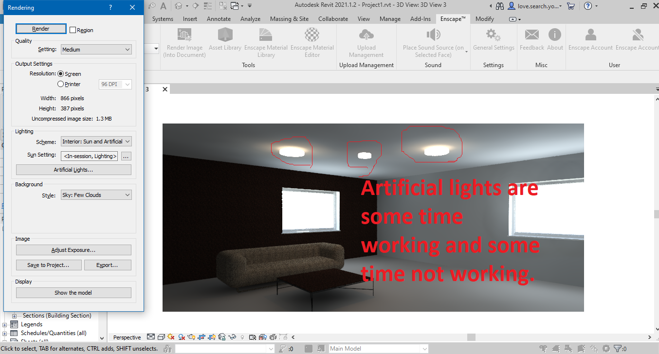 Artificial lights not working - Autodesk Community