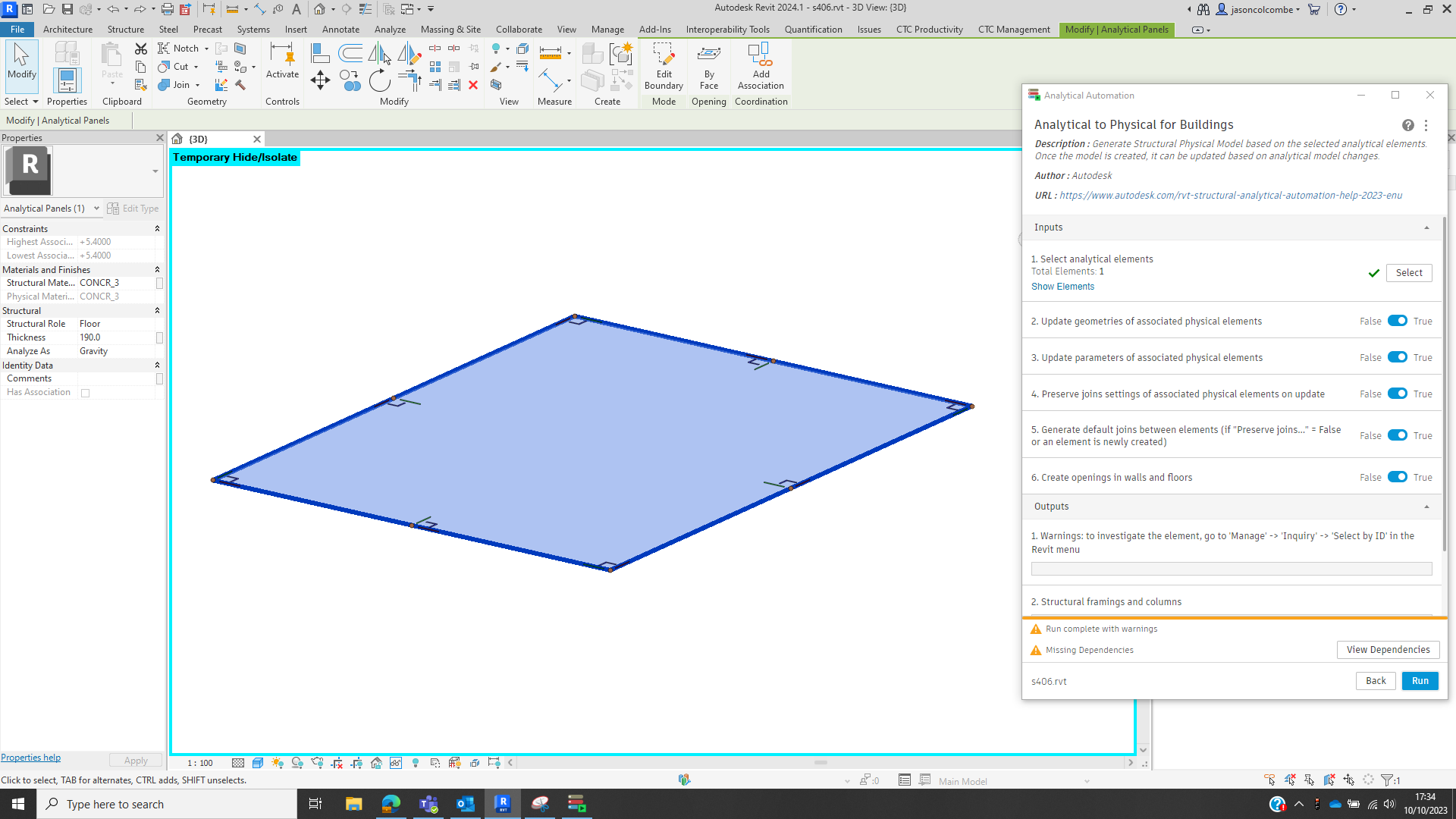 Solved: analytical panel to physical wall - Autodesk Community