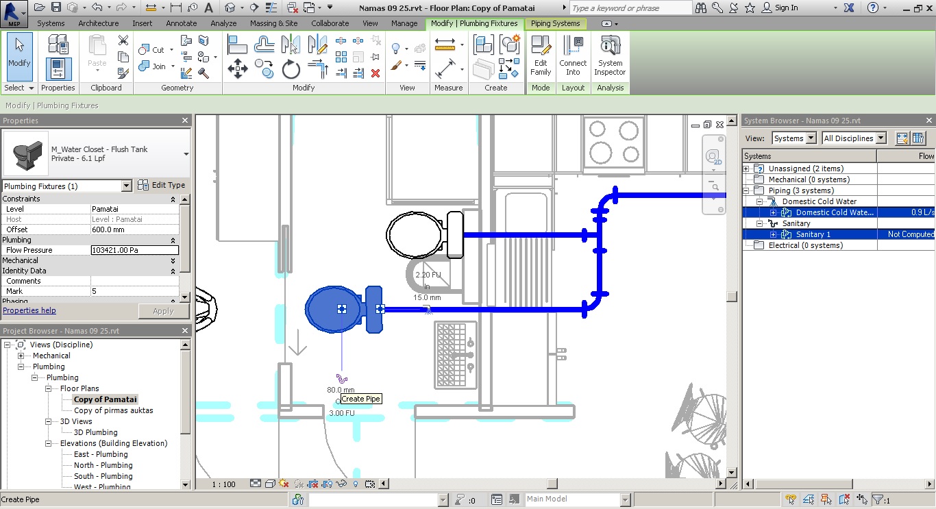 Connect sanitary of toilet "no auto-route solution was found" - Autodesk  Community - Revit Products