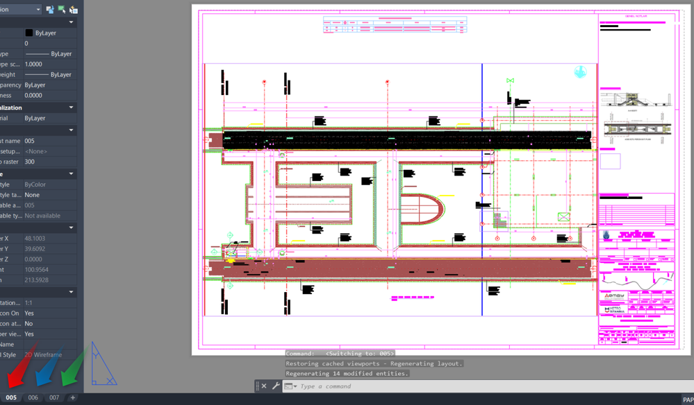 wish dwg - 3 layouts (1 floor plan splitted into 3 sheet in revit) in same dwg