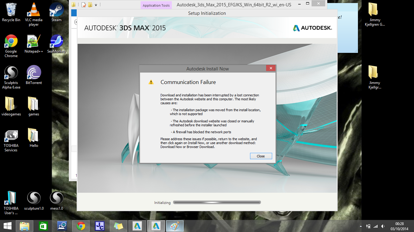 3ds max 2015 Communication failure - Autodesk Community - Subscription,  Installation and Licensing