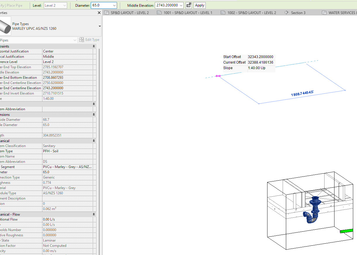 Revit pipe modelling problem - cannot inherit the pipe elevation from ...