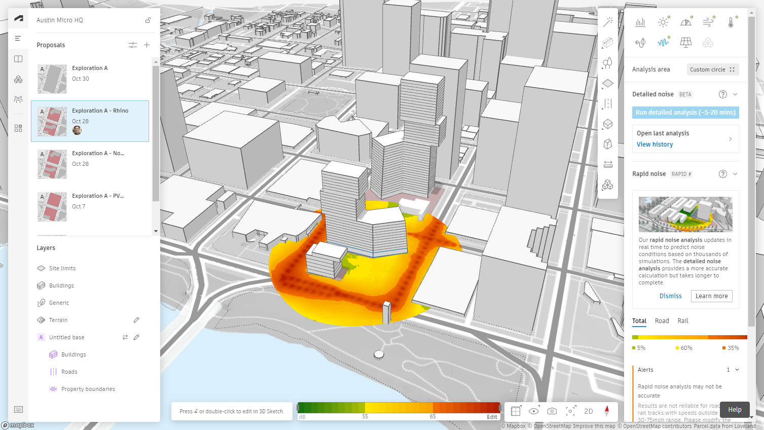 Analyzing traffic noise in Autodesk Forma