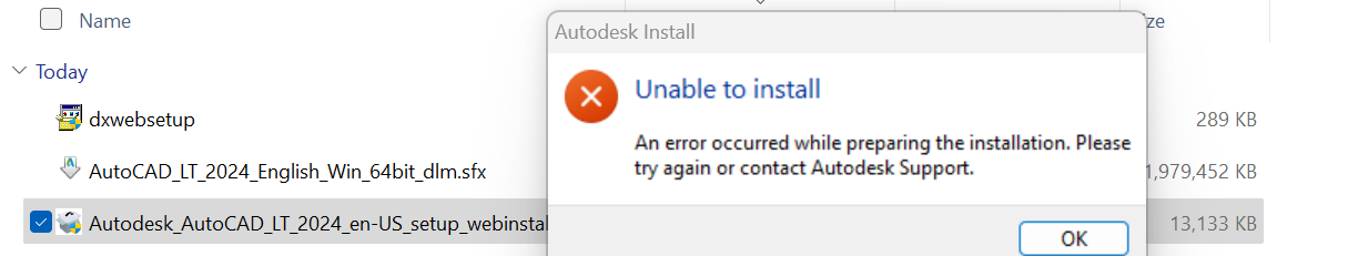 Solved: Installation error AutoCAD LT 2024 - Autodesk Community