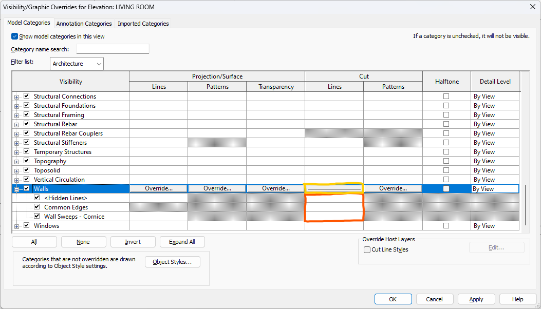 Solved: Re: Override line type in interior elevation views - Autodesk ...