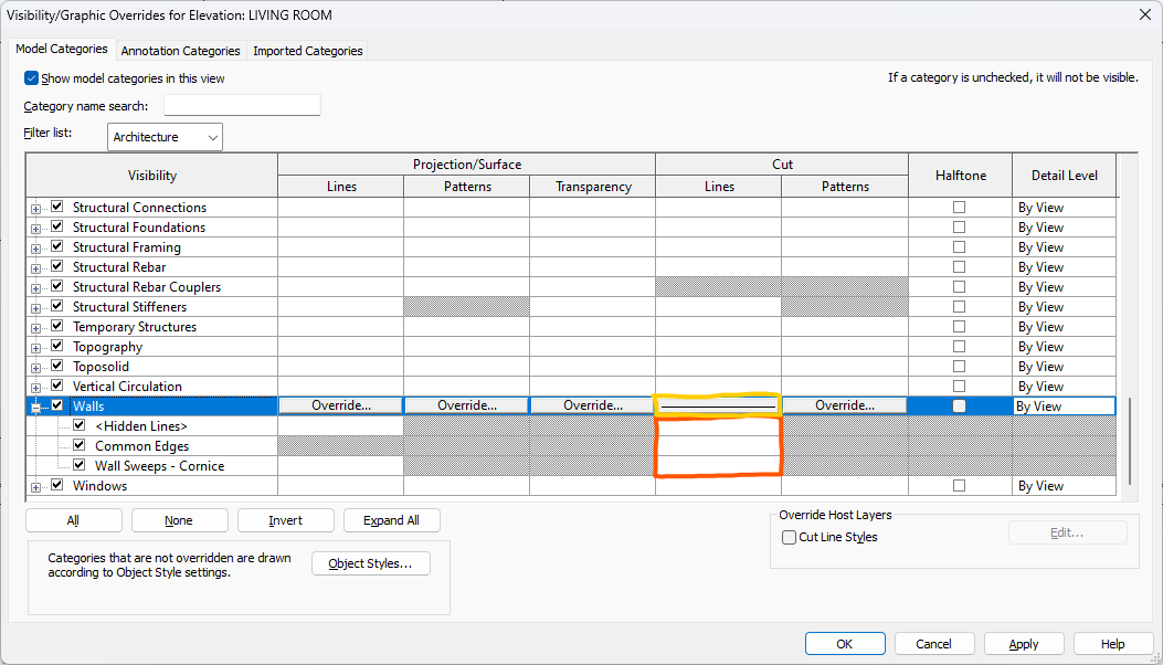 Solved: Override line type in interior elevation views - Autodesk Community