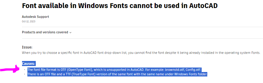 AutoCAD doesn't recognize a windows font - Autodesk Community