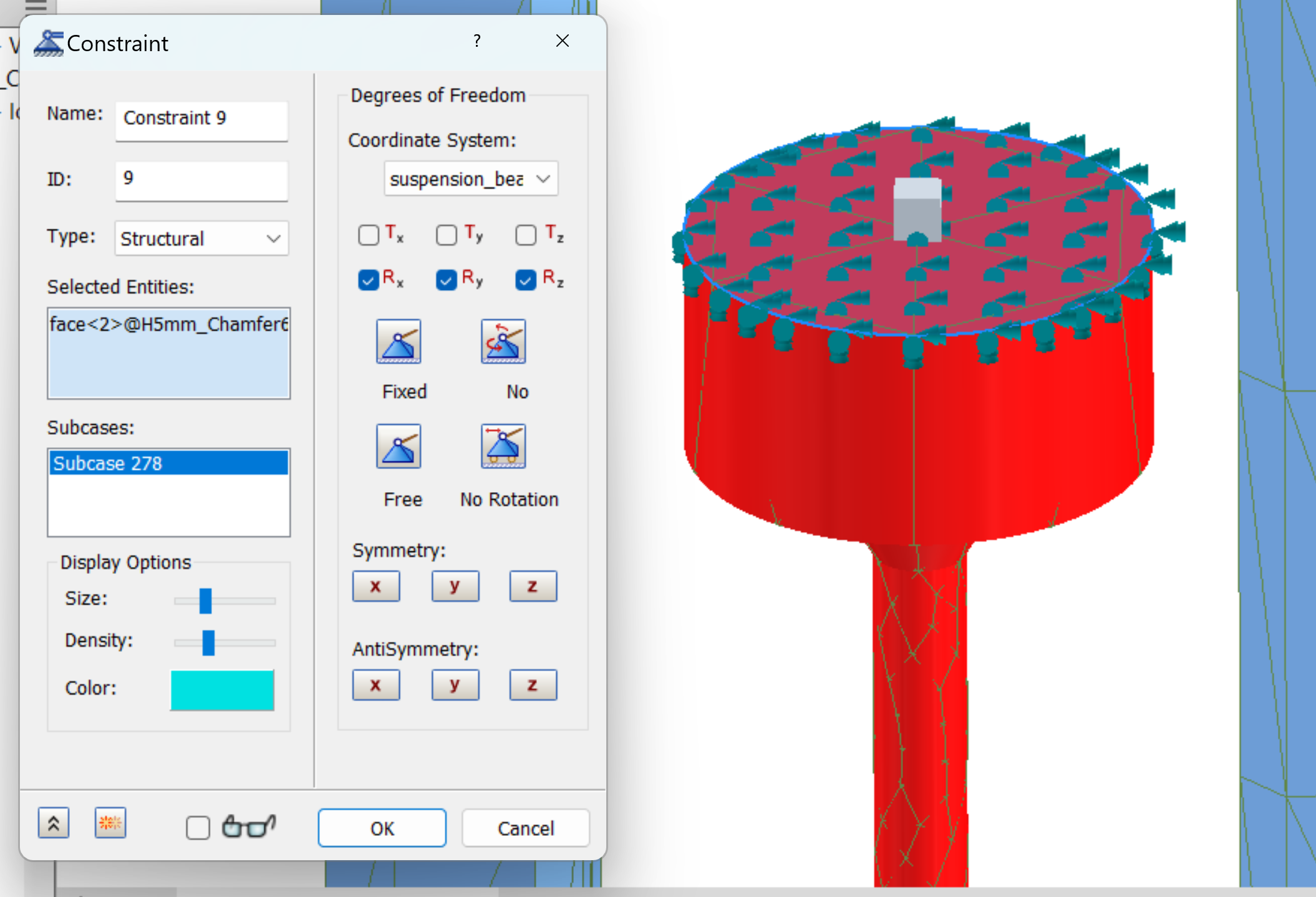 Solved Norotation constraint imposed on a surface not working