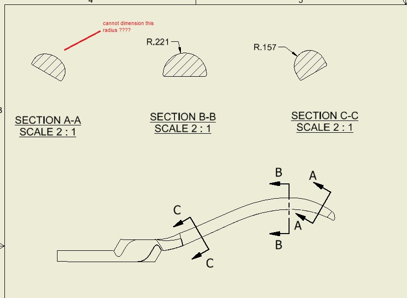 Cannot dimension radius in section view - Autodesk Community