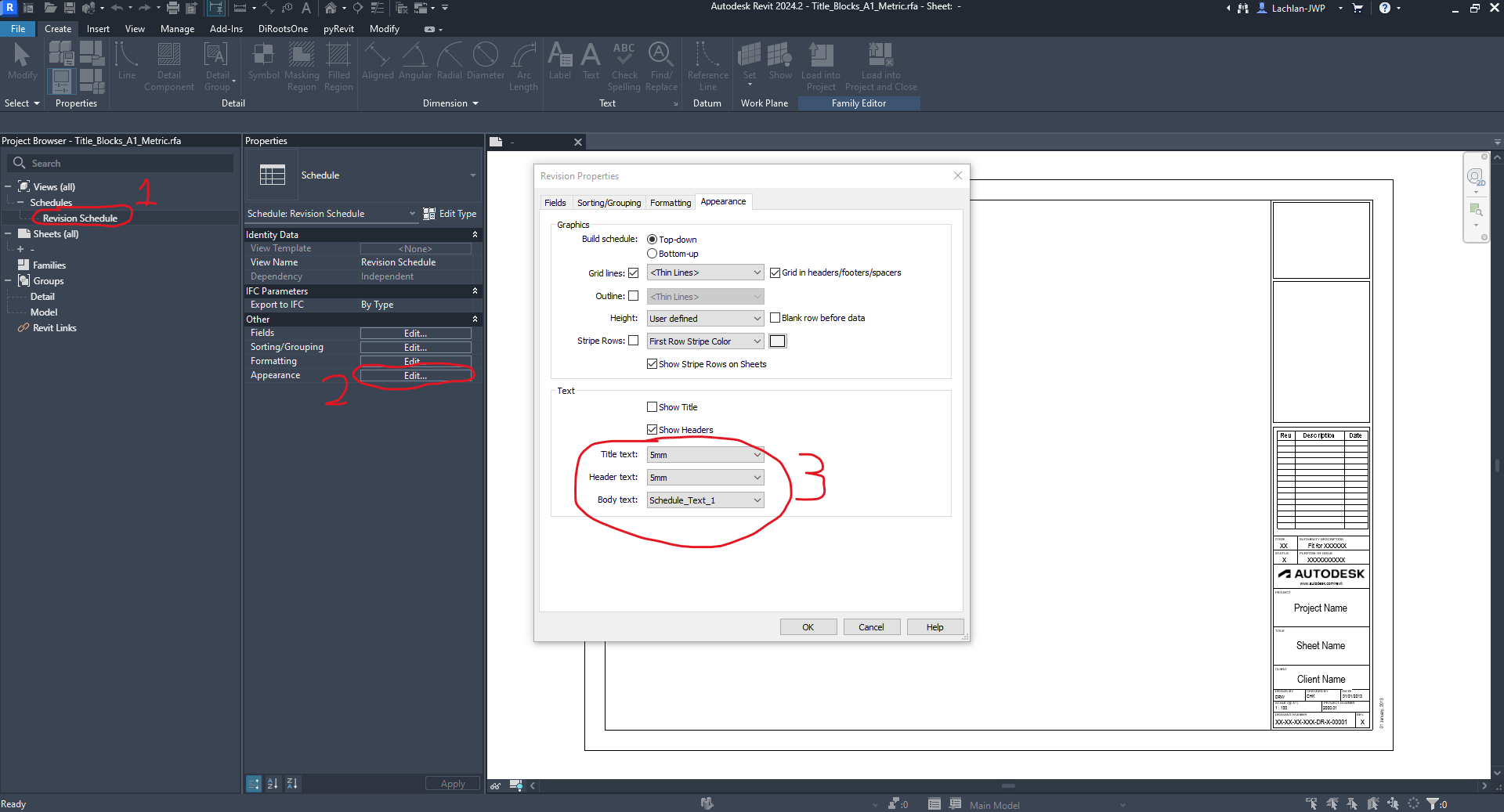 How to edit text in the title block schedule? - Autodesk Community