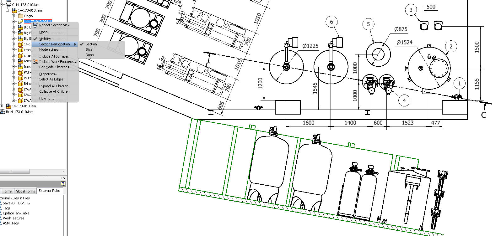 Solved create Section view only for selected parts in an assembly in