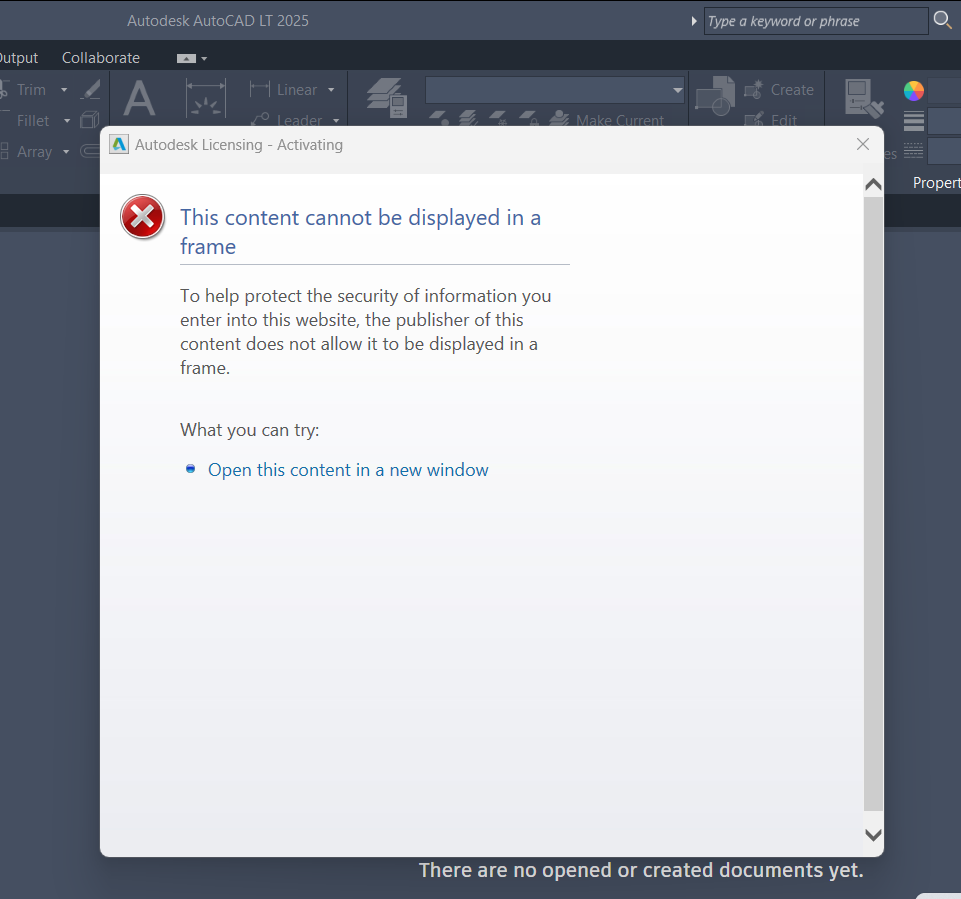 Activation Error after entring serial key This content cannot be