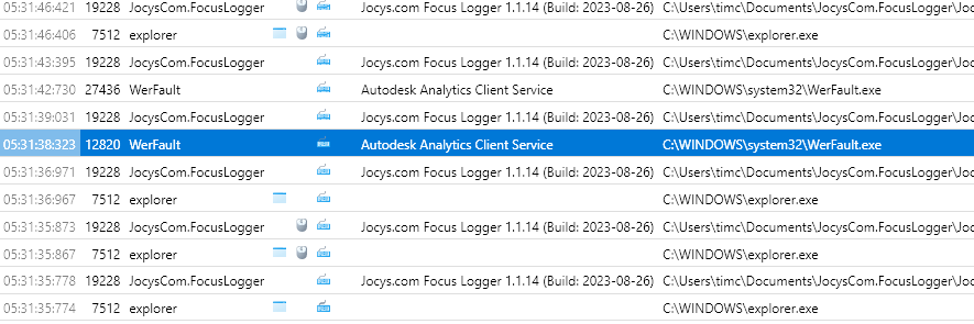 System focus being stolen by Autodesk Analytics Client Service ...