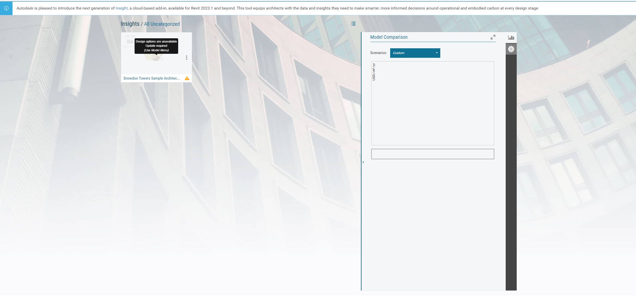 Design options are unavailable, update required, (Use model menu ...