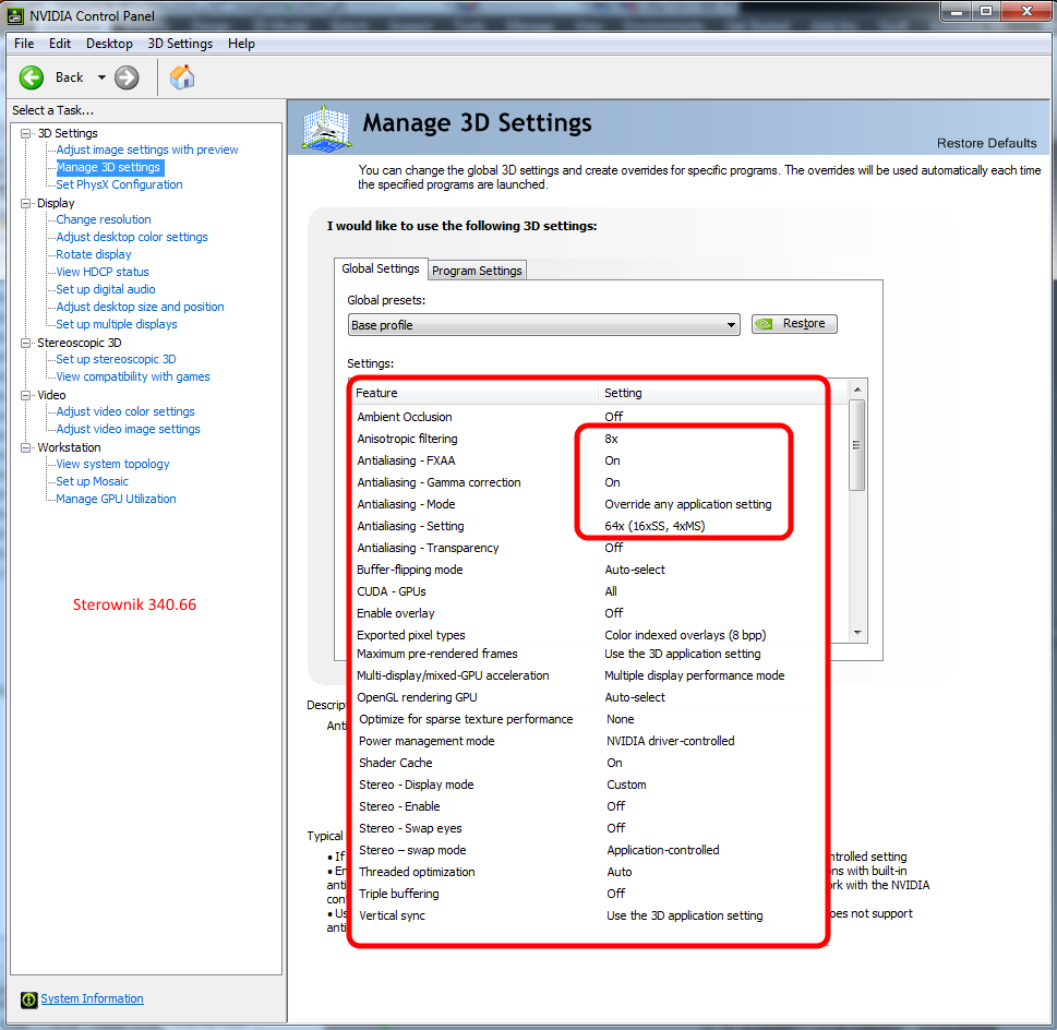 nVidia Quadro K2000 settings