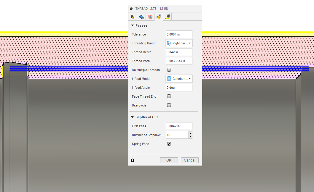The 1st pass of thread is too Deep. - Autodesk Community