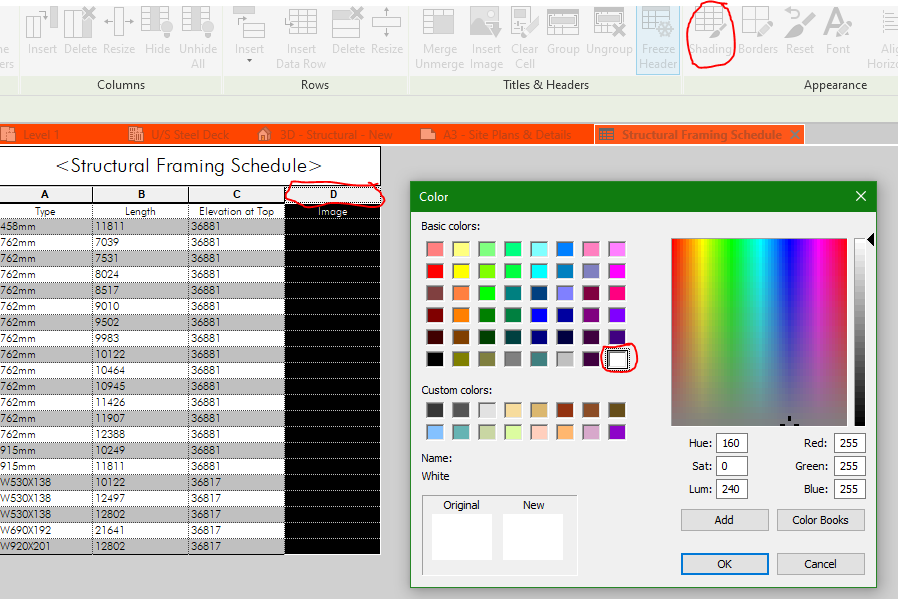 Solved: Schedule with stripe rows - make one column not striped ...