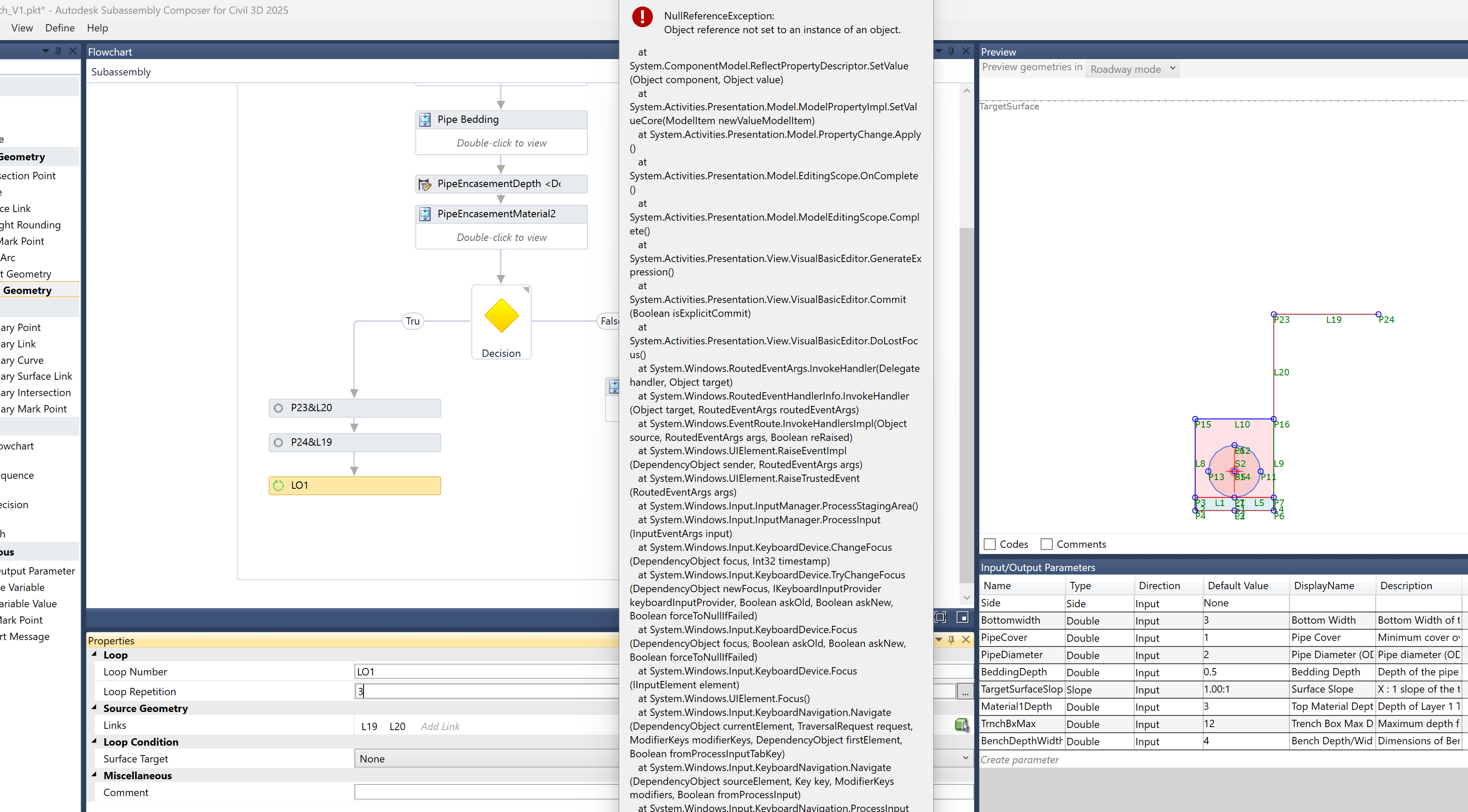 Loop function in Subassembly Composer of civil 3d 2025 is not working ...