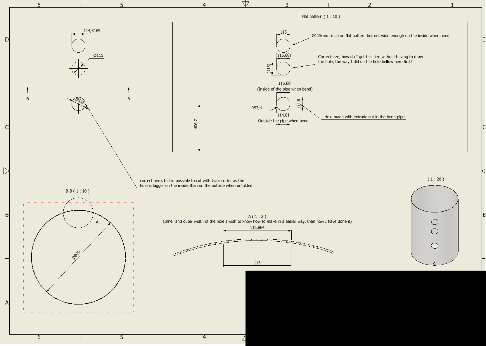 Solved: How do I make a round hole with the correct diameter in a pipe ...
