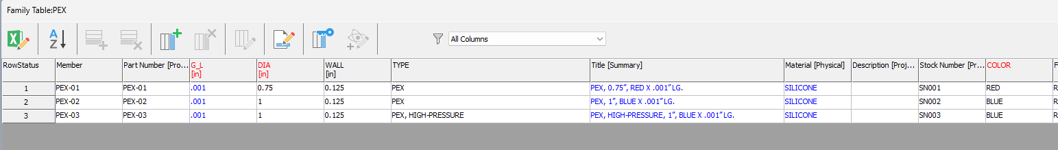 Content Center Family Table - Variability Within Expressions In a ...