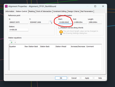 Solved: Start alignment sta why (-0+000) why not 0+000 - Autodesk Community