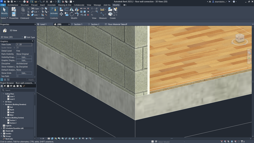 Wall finish penetrating Floor finish