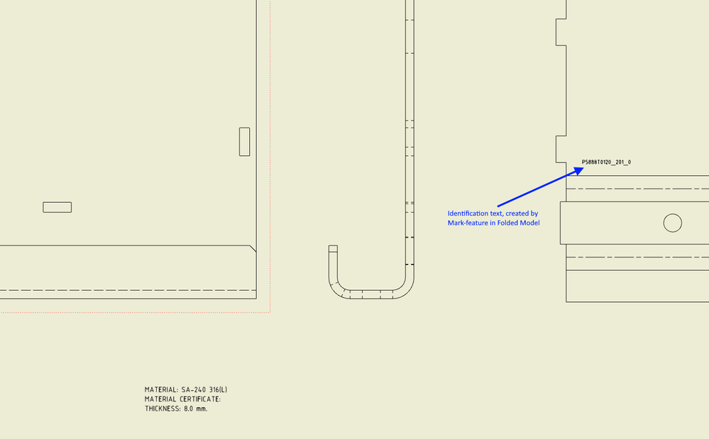 Mark feature created in Folded Model, in Flat Pattern