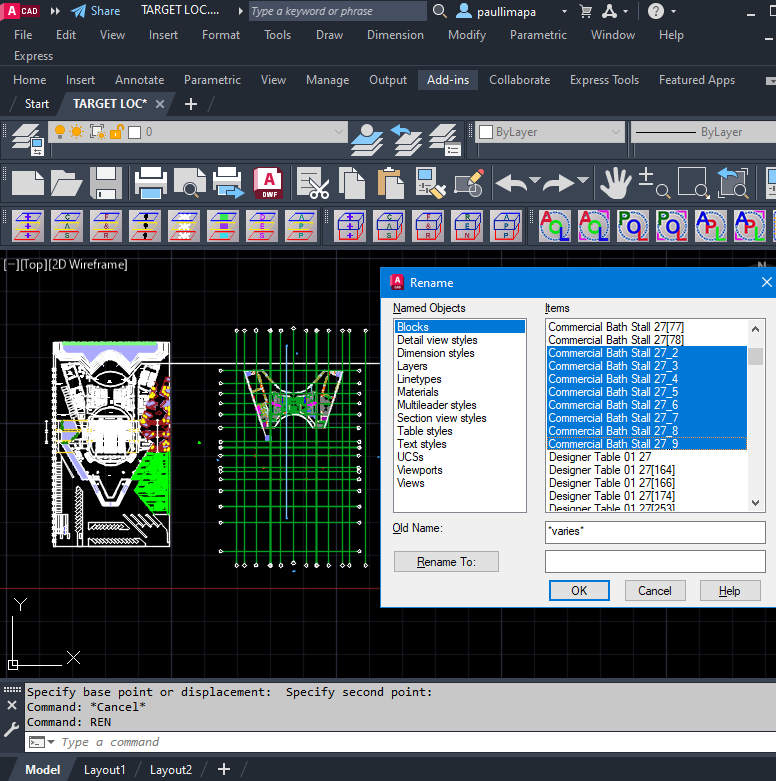 Pasting a drawing to a main drawing space, moves, deletes and modifies ...
