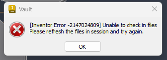 Inventor unexpectedly rolling back and not saving changes. Unable to ...