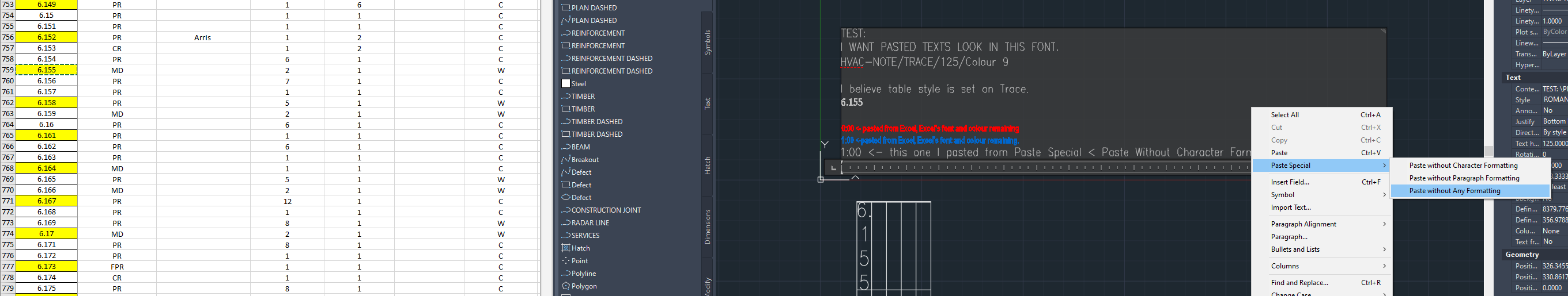 Solved: Pasting from Excel formatting - Autodesk Community
