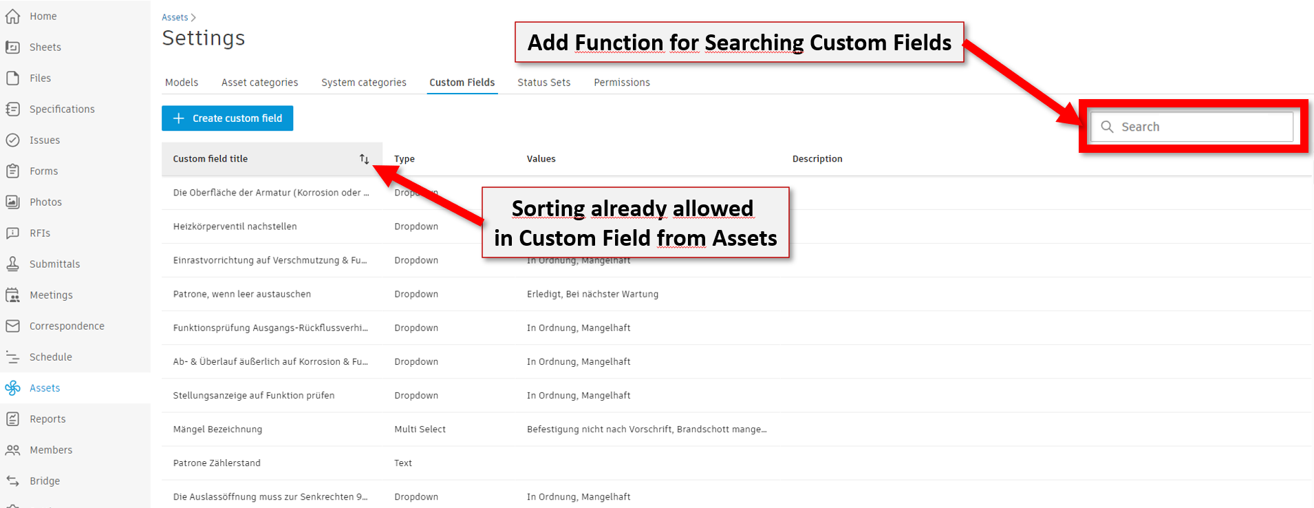 Search and Sort Function for Custom Fields in Assets and Issues ...