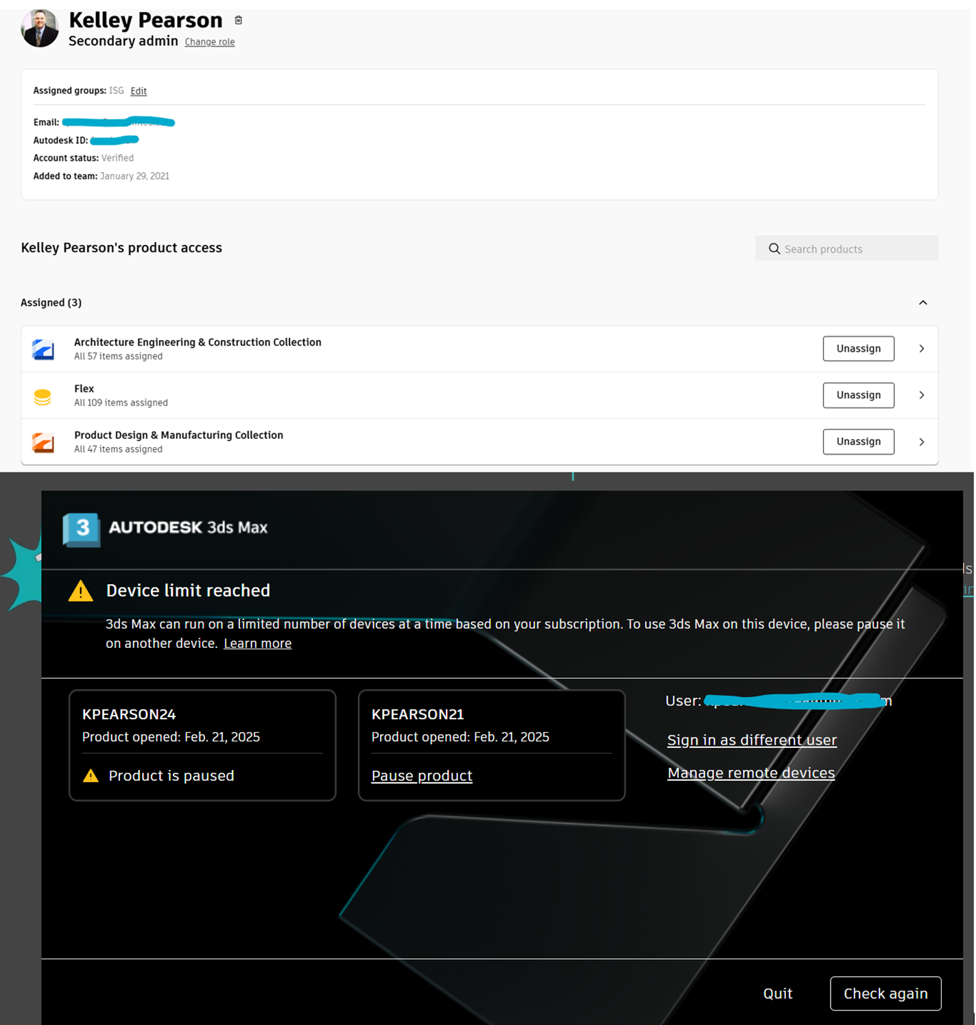 Device limit reached - Autodesk Community