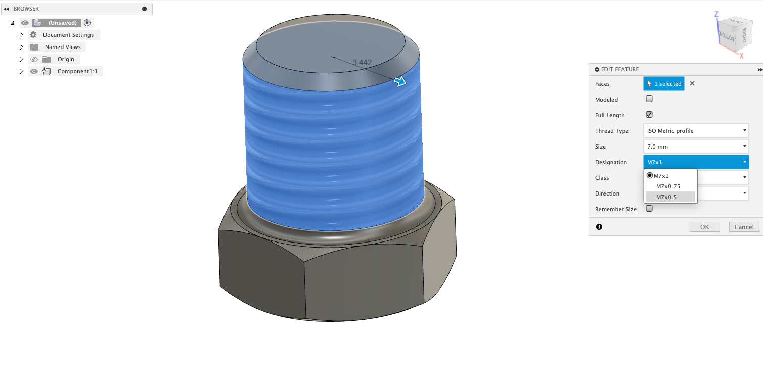 Manual scritpting of thread features outside what comes valid in fusion ...