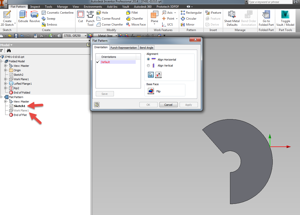More alignment controls for cone Edit Flat Pattern Definition