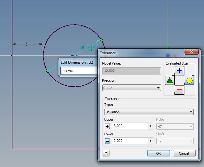 Tolerances in sketch