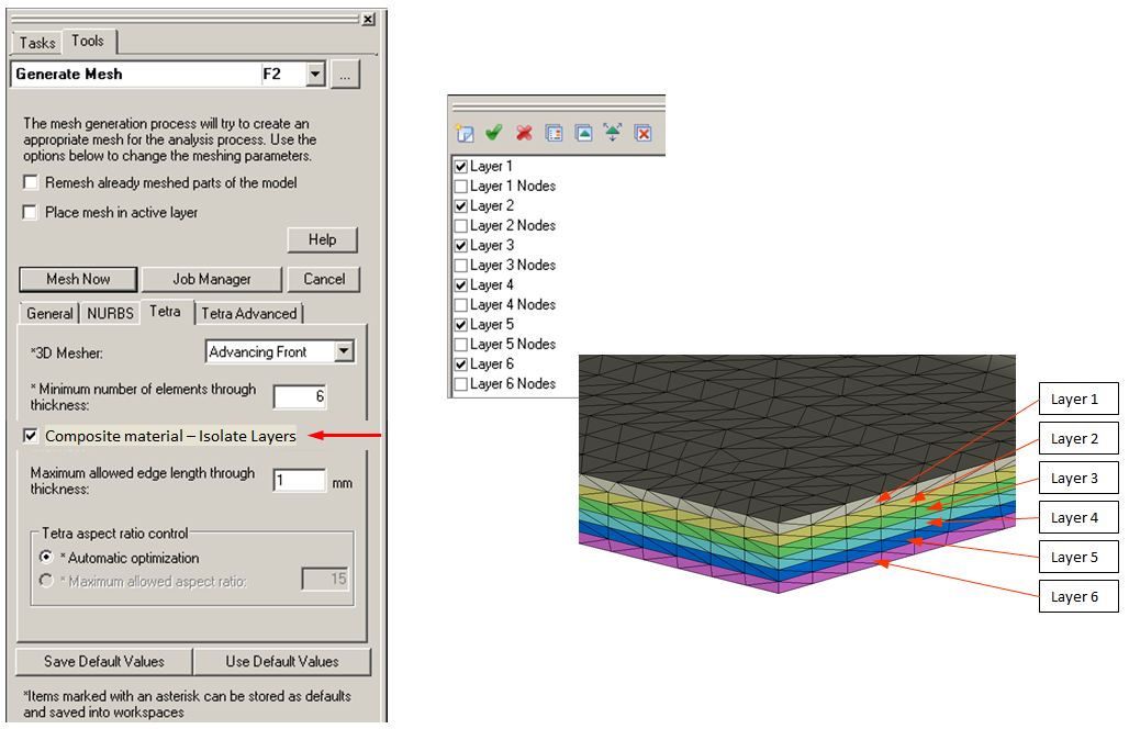 Isolating solid mesh layers to represent a composite insert - Autodesk ...