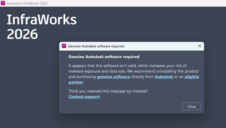Genuine Autodesk software required message.... - Autodesk Community
