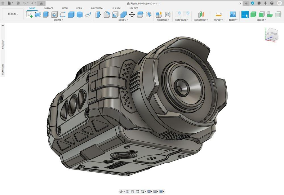 Créer un modèle 3D de la caméra d’action Ricoh WG-M1 dans Fusion et le ...