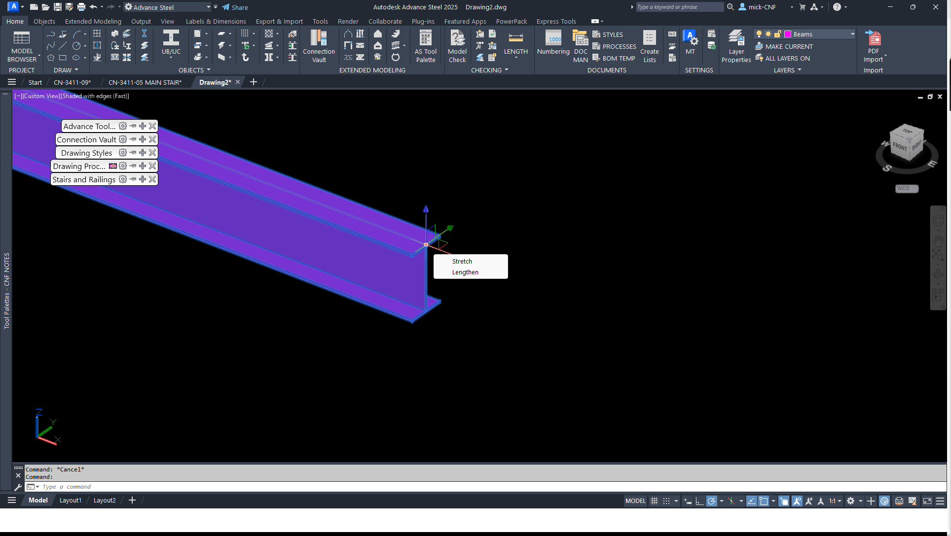 Solved: New to advance steel- Change a beam length - Autodesk Community